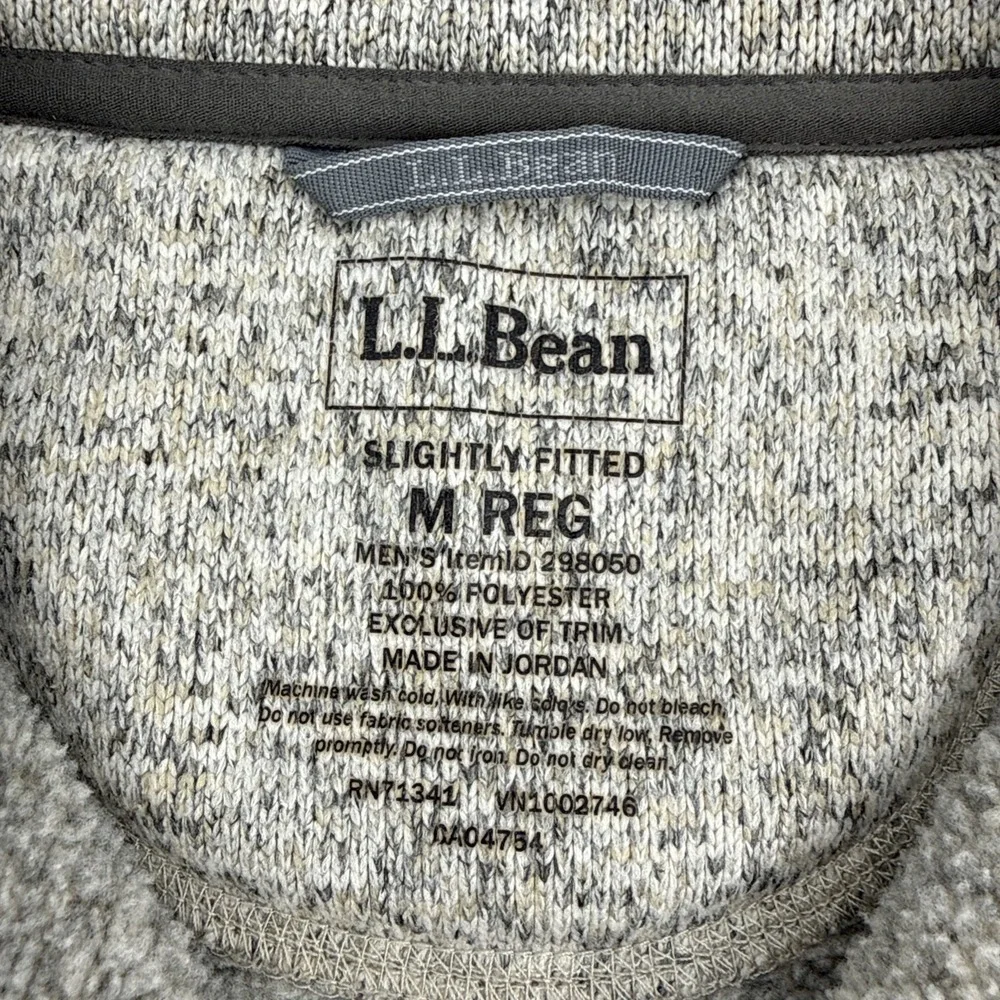 L.L.Bean 1/4 Snap Pullover Men's M Gray Sweater Fleece Kangaroo Pocket